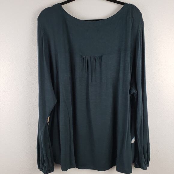 Maurices Women's 3X Long Sleeve Chiffon Challis Floral Blouse Green Relaxed Fit - Picture 7 of 9